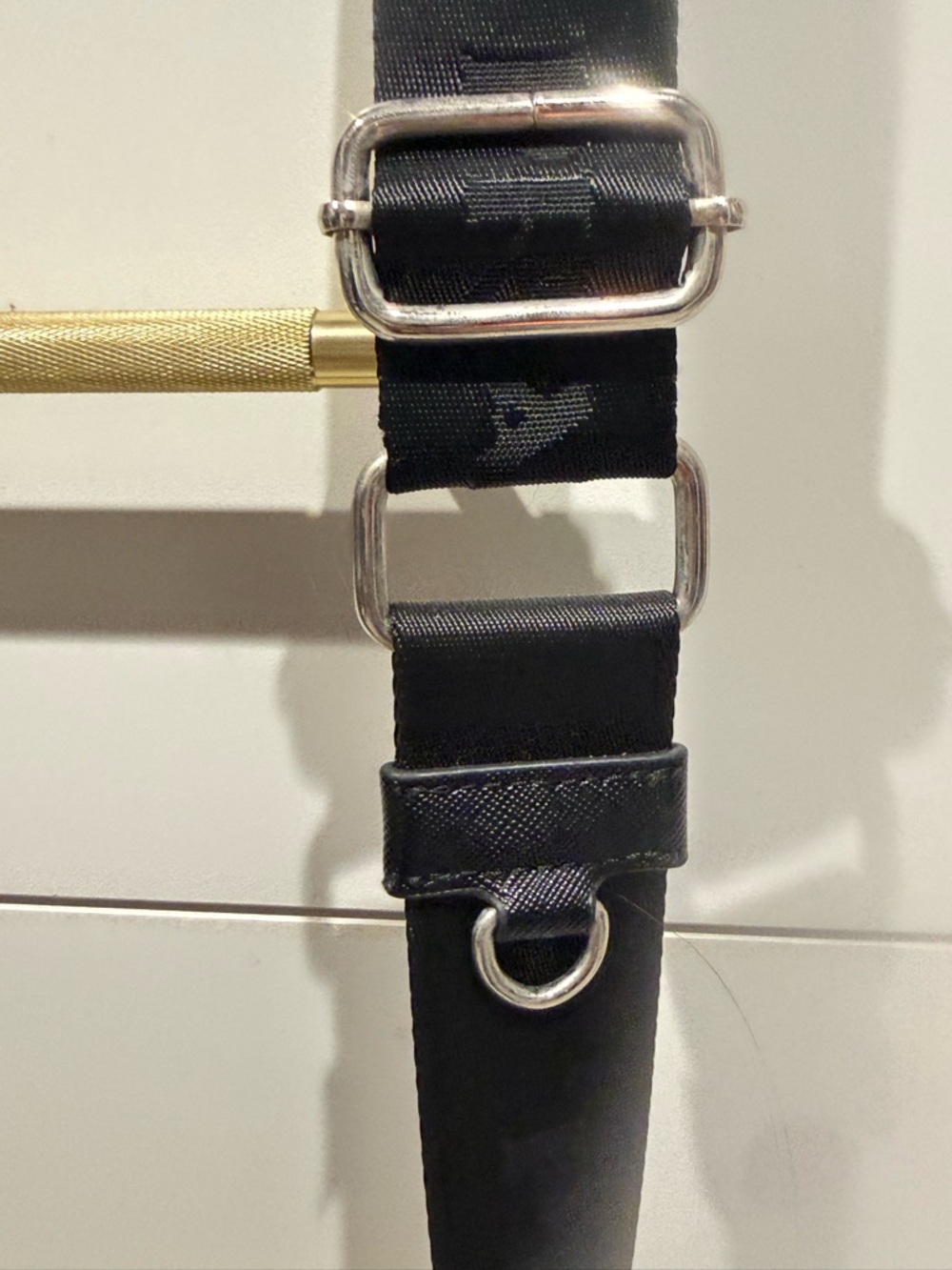 Black Nylon Shoulder Bag with Chain and Mini Pouch - Picture 5 of 10